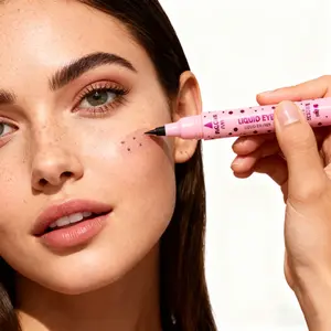 Extremely fine and precise freckle pen, finely outlining freckles under the eyes without smudging or clumping, suitable for the whole skin