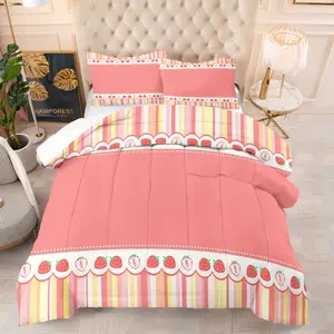 Striped Pattern Comforter Set, Macaron Color Bedding Set, Including 1 Comforter And 1 Or 2 Pillowcases Without Pillow Core, Suitable For Bedrooms, Dormitories, And Guest Room Decoration Supplies For Teenagers And Adults