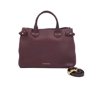 Pre-owned BURBERRY Leather Tote Bags Top Handle Bag Burgundy JM ZC122