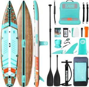 Niphean PRO (Extra Large) Paddle Board, 12'6" Stand Up Inflatable Paddle Board with Seat, Pressure Gauge, Multifunctional Base, Enhanced Glide & Stability for 600LB 3 People, Family SUP, Long Distance