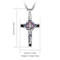 Black Enamel Craft Crucifix 24" Box & Rope Chain