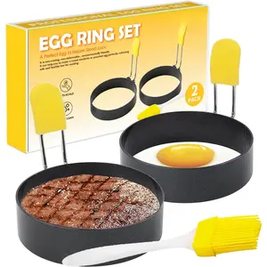 4 Inch Large Egg Rings for Frying Eggs, 2 Pack Stainless Steel Egg Cooking Rings Nonstick Round Egg Shaper Mold with Anti-scald Handle for English Muffins Pancake Cooking Griddle