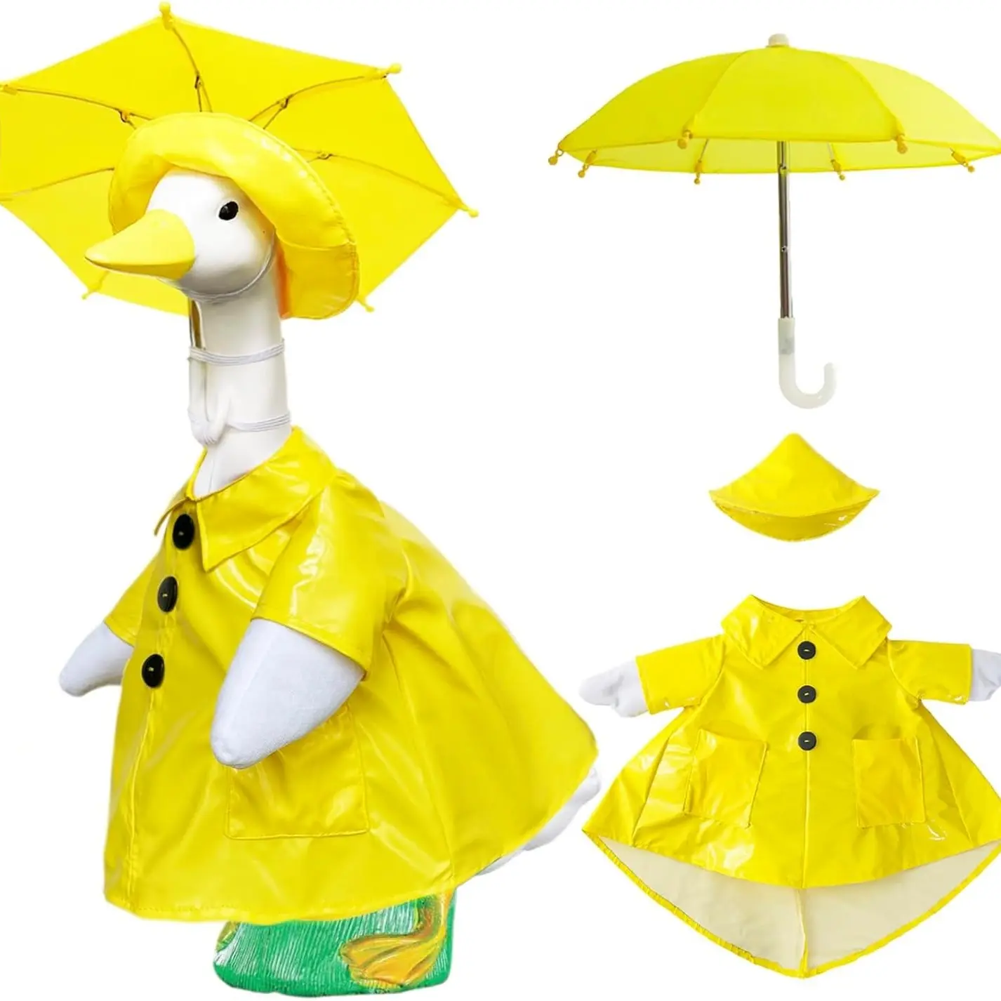 3-Piece Porch Goose Raincoat Set, Fits 58.42cm Goose Statue, Summer Garden Cement Goose, Cute Outdoor Patio Sculpture Art Equipment