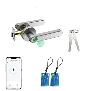 Smart Door Lock with Knob, Keyless Entry Door Locks withHandle, Fingerprint Door Knob forBedroom/FrontDoor,Generate Passcode Remotely room officeBiometric deadbolt palm camera Door Lock with BLE passwordauto touch home stopper keypad code, Sliver