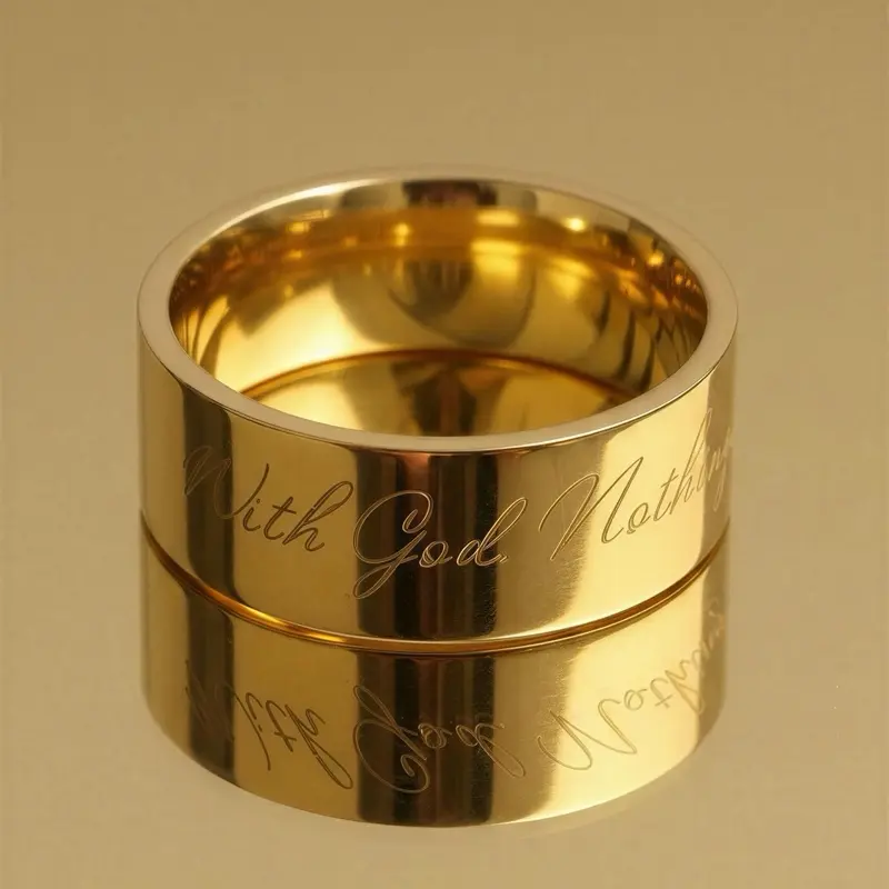 With God Nothing is Impossible Affirmation Gold Ring Band, Catholic Faith Jewelry, Positive Affirmations, Minimalist Jewelry