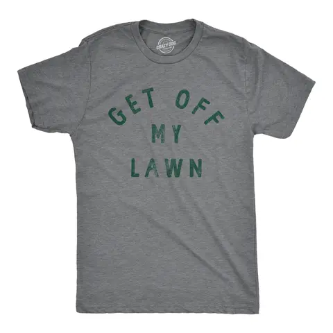 Mens Get Off My Lawn T Shirt Funny Sarcastic Mowed Yard Warning Joke Novelty Tee for Guys Mens Funny T Shirts Cool Vintage Graphic Tees Funny Environmental Short Sleeve Novelty Tees for Guys Dark Grey