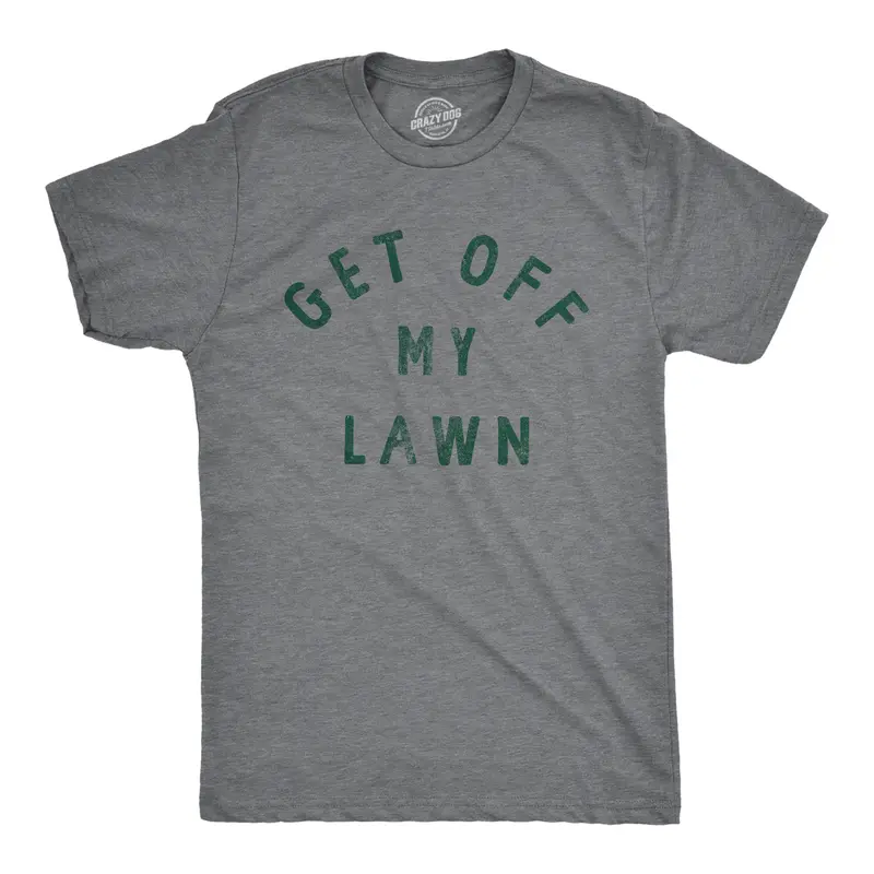 Mens Get Off My Lawn T Shirt Funny Sarcastic Mowed Yard Warning Joke Novelty Tee for Guys Mens Funny T Shirts Cool Vintage Graphic Tees Funny Environmental Short Sleeve Novelty Tees for Guys Dark Grey