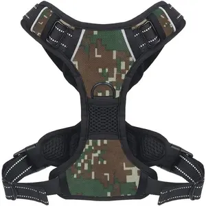 Soft Padded Dog Harness Vest - Breathable Nylon with Safety, Easy to Put On, Front & Back Ring Attachments, Dark Green (Size S)