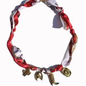 Bandana Scarf Necklace Red Country Western Style Accessory