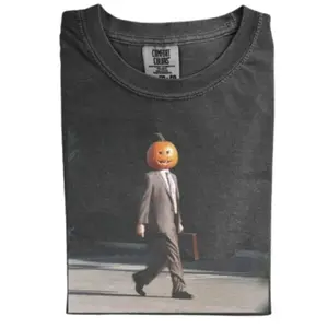 Comfort Colors Dwight Pumpkin Head Business T-shirt, Funny Pumpkin Halloween Design, Suit and Tie Pumpkin Head Dwight Character, Fall Spooky Shirt, Vintage Halloween T-shirt, Gift for Men Women, Crew Neck T-shirt, Trending T-shirt