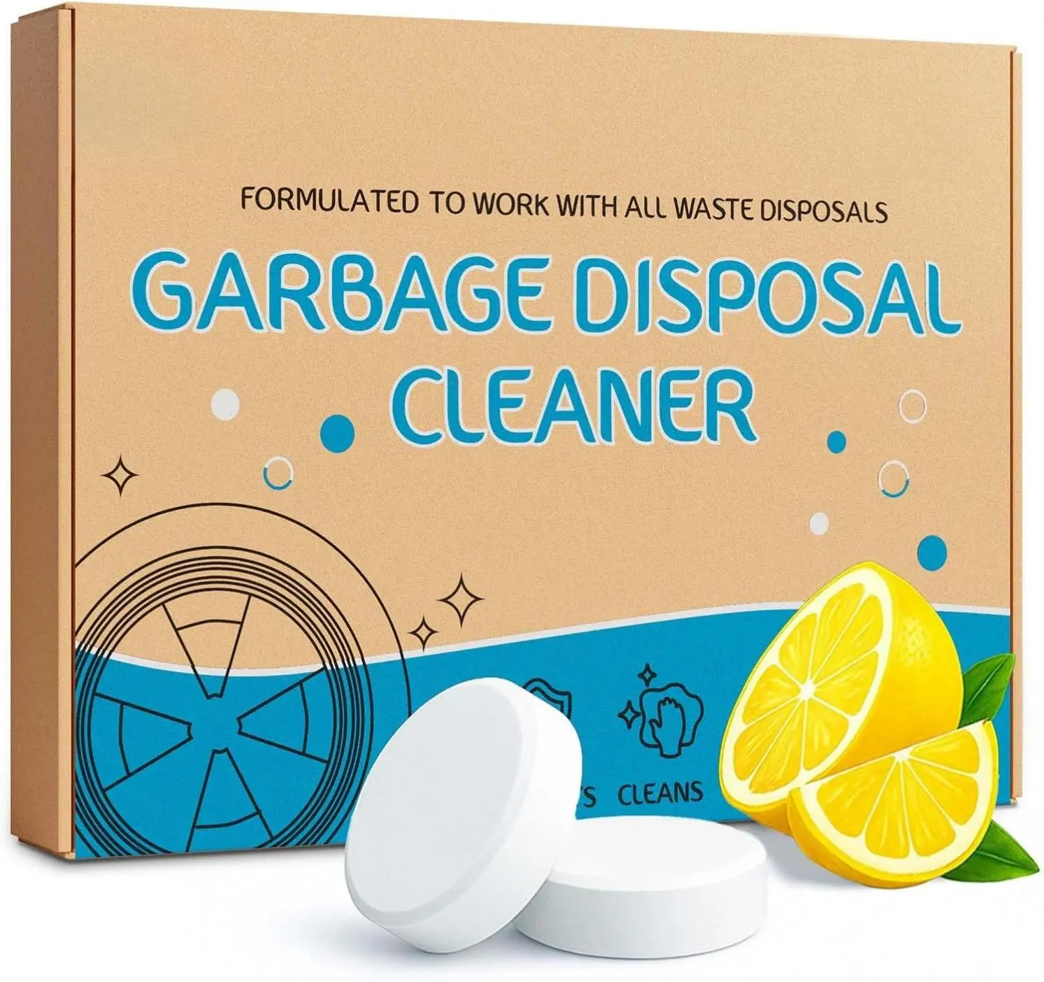 Household Garbage Disposal Cleaner & Deodorizer Tablets (20g, 12 Pack) - Powerful Cleaner, Fragrance-Boosted Home Cleaning Supply, 1-Year Supply, Prevents Odors, Natural Kitchen Sink Drain Care