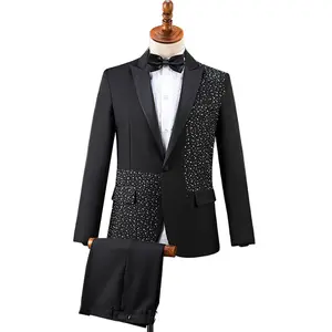 Slim Fit Men's Dress Suit Set 2025 New Suit Slim Black And White -patted Dress Set