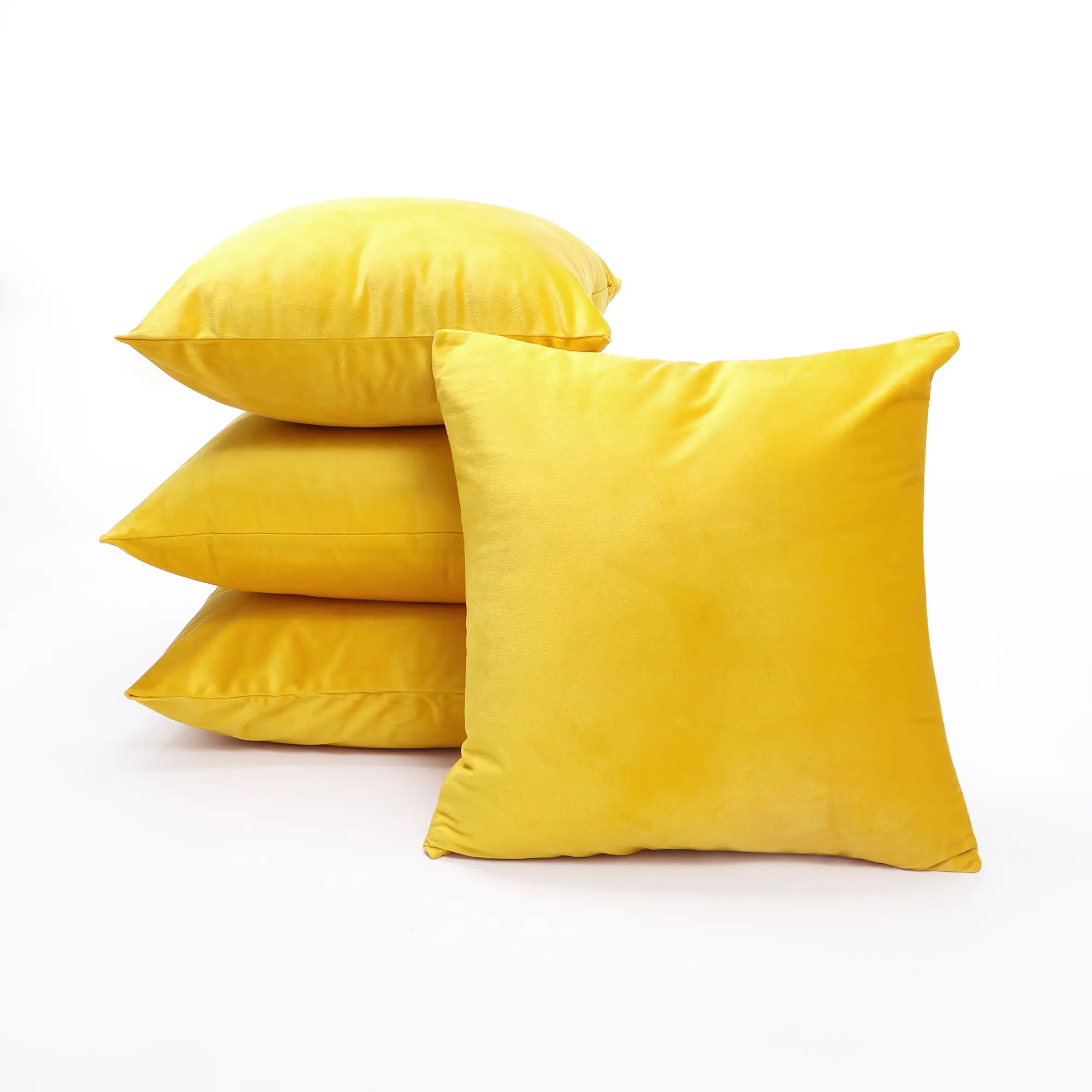 Deconovo Velvet Cushion Covers, Set of 4, Solid Design with Hidden Zipper, Aftermarket Machine-Washable Modern Cushion Covers, Ideal for Living Room Sofa, Bench, Aftermarket Cushion Covers