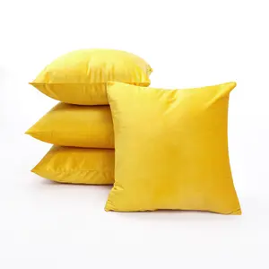 Deconovo Velvet Cushion Covers, Set of 4, Solid Design with Hidden Zipper, Ideal for Living Room Sofa and Bench
