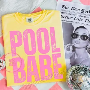 Comfort Colors Pool Babe Graphic Tee, Aesthetic Neon Summer Spirit Shirt, Radiant Beach Life Top, Thoughtful Coastal Heritage Apparel