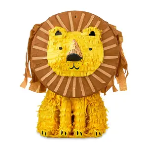 Yellow & Brown Lion Pinata – Safari Party Decoration for Candy & Treats, 10.25" x 15"
