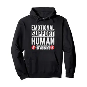 Men's Emotional Support Human Hoodie "Don't Pet Me I'm Working" Graphic Sweatshirt with Kangaroo Pocket Machine Washable Black Pullover Casual Humor Clothing