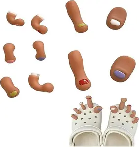 Fashion Novelty 3D Stereo Fake Toe Shoe Charms Funny Weird Ornament Accessories For Crocs Sandals Daily Wear And Party Fun