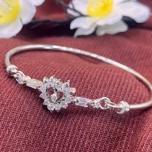 Silver coated clear stone hook bracelet