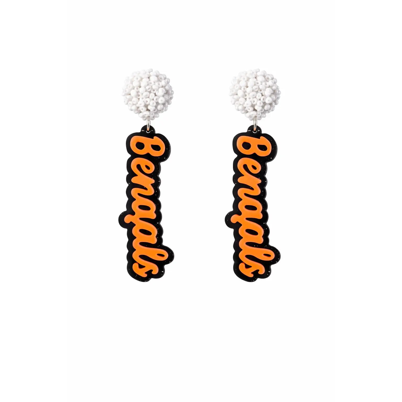 Bengals Pom Pom Drop Earrings