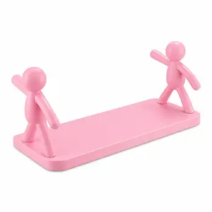 Pastel Pink Human Figure Floating Wall Shelf - Damage-Free Mounted Storage for Skincare, Keys | Trendy US Home Decor Accessory