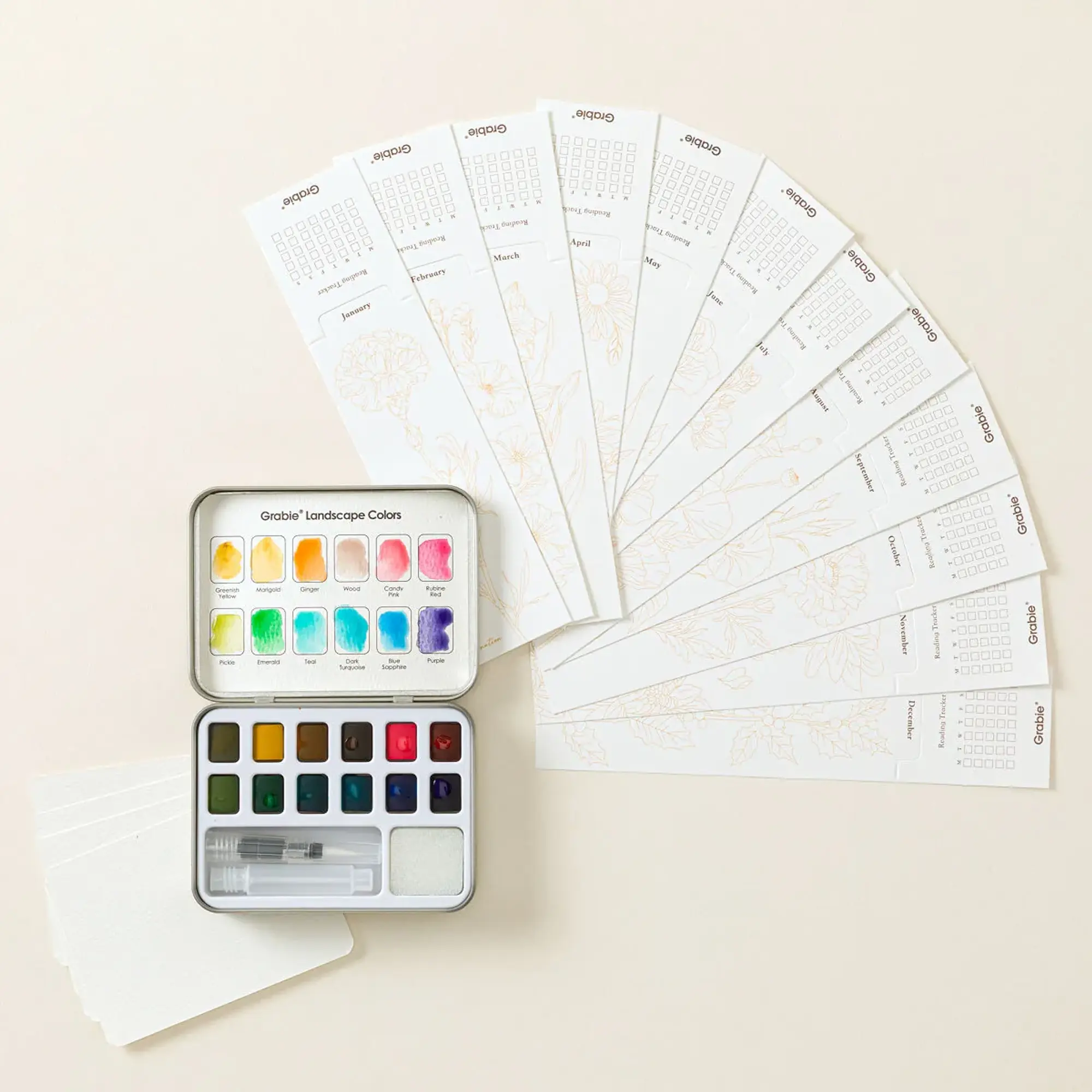 12 Months of Reading Watercolor Bookmark Kit by Grabie 12 Months of Reading Watercolor Bookmark Kit by Grabie