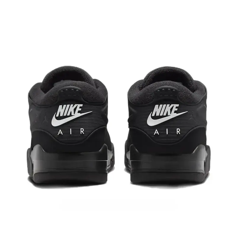 Matte Black Nubuck Leather Retro Basketball Shoes Breathable Mesh Side Panel Monochrome Minimalist Street Style Youth Footwear