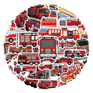 55 pcs Fire Truck mix diy Stickers Decals for Laptops, Phones, Phone Case, Scooter, Consoles, Walls, Luggage Case, Books，Journal，notebook，craft project，party decoration，Goodie bag