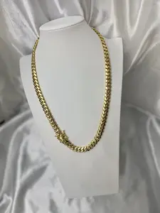Cuban Chain 12mm Width 24 Length 14K Gold Plated Necklace for Men Women