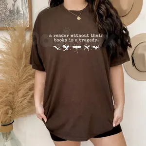 A Reader Without Their Books Is Tragedy T-Shirt – Premium 100% Cotton Bibliophile Graphic Tee, Literary Quote Book Lover Top, Soft Lived-In Heavyweight Dark Academia Apparel, Made in USA