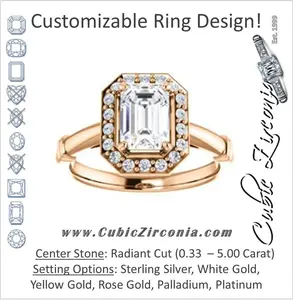 Cubic Zirconia Engagement Ring- The Lianna (Customizable Halo-Style Radiant Cut Design)