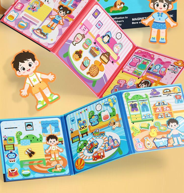 Magnetic Quiet Book for Toddlers 3-5 - Montessori Busy Book with Stickers, Educational Preschool Learning Activity Toys, Travel & Birthday Gifts for Kids