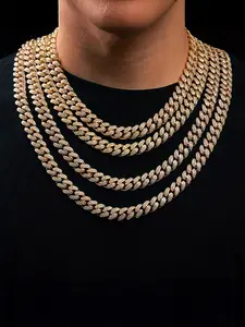 ICED CHICS 12MM Full Zircon Cuban necklace, Cuban link design necklace, Miami copper-inlaid zircon Chunky Cuban chain, unisex, birthday gift, street casual style, Streetwear Statement Jewelry