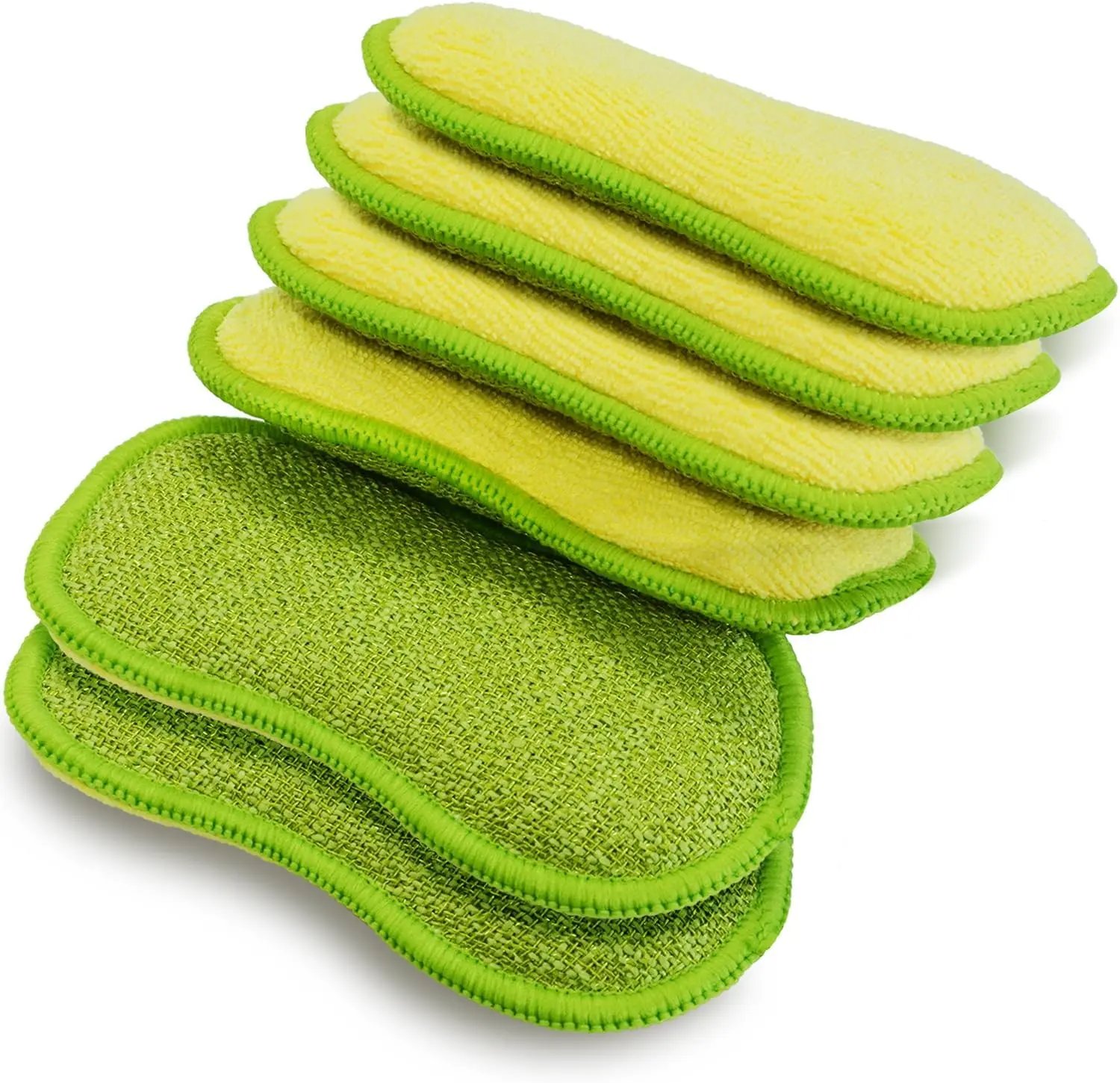 Effortless Cleaning of Dishes, Pots and Pans with Non-Scratch Microfiber Sponge - Heavy Duty Scouring Power, 6 Pack