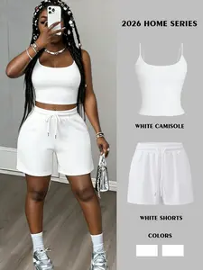🔥2026 HOTTEST Black Two-Piece Set | Cropped Camisole + High-Waist Shorts | Comfy Loungewear & Streetwear | Chic Versatile Minimalist Outfit | Viral on TikTok | Perfect for Gym, Errands, Night Out | Trendy All-Black Look | Must-Have for Summer 2026 ✨