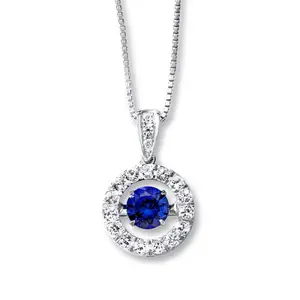 Blue "Floating" Sapphire Necklace with White Sapphires & 18” Box Chain for Elegant Everyday Wear - Womenswear, Comfort, Shirts, Blouse, Top