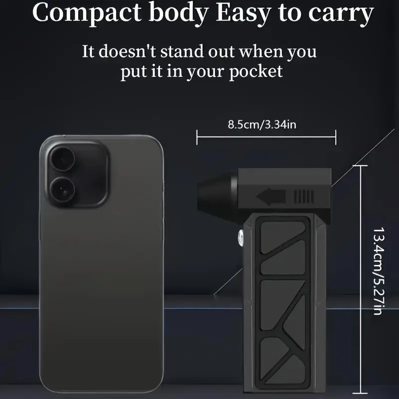 [Powerful | Portable Turbofan] Powerful 149000 RPM 1PC Portable Turbofan | LED Light, Vacuum & Blower Functions | USB Charging, Brushless Motor, Dust/Snow Removal - Wireless Handheld Vacuum for Car & Home
