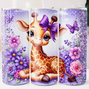 Giraffes  20 oz Tumbler - BPA Free, stainless steel, Leak proof, durable, with clear lid