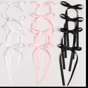 12 Pcs Bow Streamer Side Clips Set Elegant Long Ribbon Bow Hair Pins Back Head Top Clips Half Tied Hair Accessories
