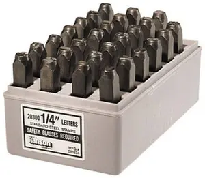 C.H. Hanson 9-Piece 1/4" Steel Character Stamp Set - Low-Stress Round Face, for Office Character Stamping, Model 26141