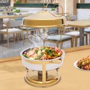 CNCEST 9.5QT Chafing Dish Buffet Set Stainless Steel Food Warmer with Alcohol Fuel Holder Lid Holder for Parties Restaurants and Catering Cookware Pot Kitchenware Modern