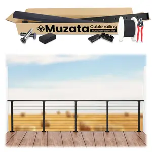 Muzata 13ft Complete Set Cable Railing System, One Stop Service All-in-One DIY Kit Fit