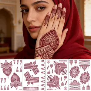 4 Pcs Henna Mandala Lace Pattern Temporary Waterproof Tattoo Stickers, for Hands Arms Back, Party Use, Body Art