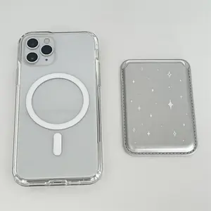 White Star Magnetic Wallet Accessories For Wireless Charge Phone Cases For iPhone Case Wallet Card Slot Holder