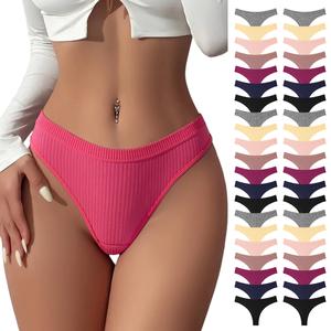 HOTCOM 14-Pack Women's Seamless Thongs Soft Breathable Cotton Fabric Underwear Mixed Color Everyday Style Panties for All-Day Comfort - Smooth