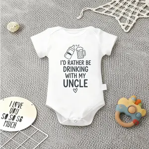 My Funny Uncle Print Baby Babysuit - Cute Baby Short Sleeve Onesies Romper For Infant, Newborn Humor Clothes for Boys Girls, Soft Casual Outfit, Outdoor 100% Cotton Triangle Jumpsuit
