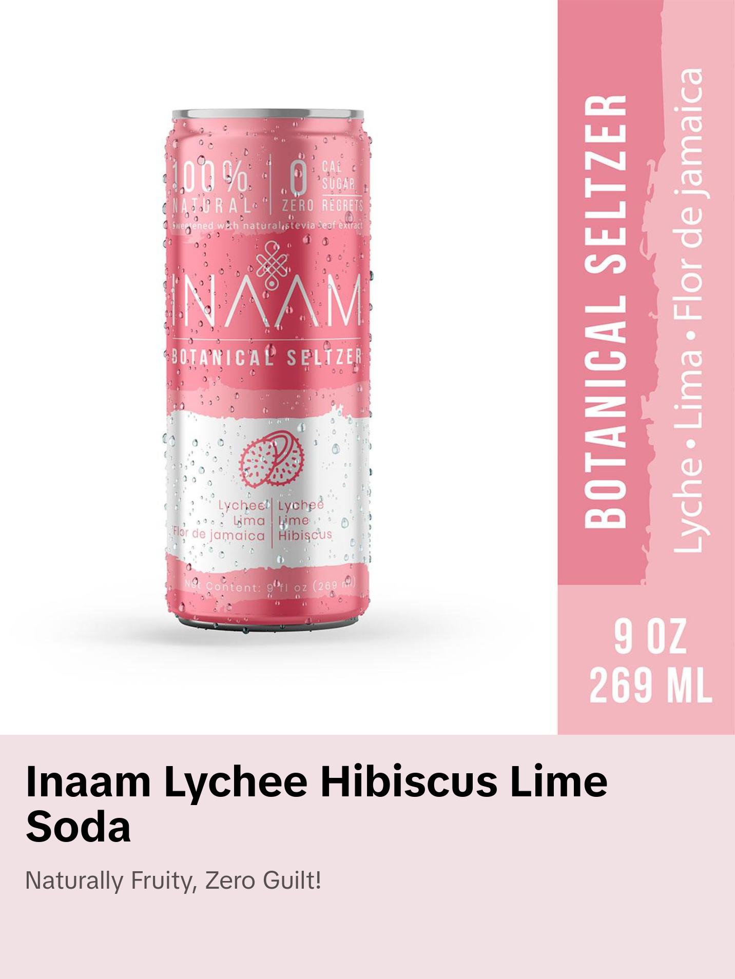 INAAM Lychee, hibiscus and lime Botanical Soda