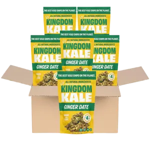 Kingdom Kale Ginger Date Kale Chips - 6 Pack Bundle - Vegan, Gluten-Free, Non-GMO