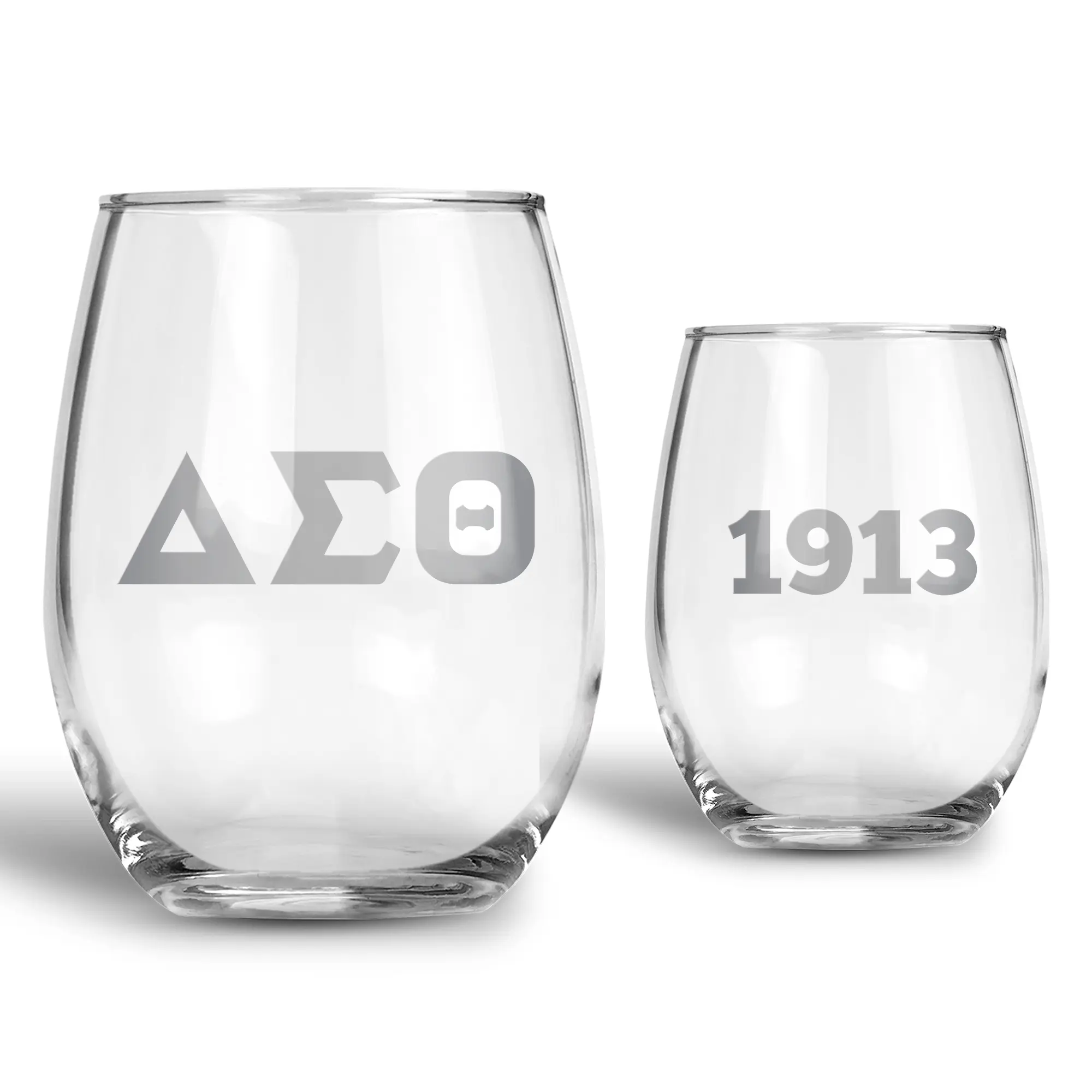 BBGreek Delta Sigma Theta - 21 oz Stemless Glass Set with Precious Metal Silver - Official Vendor