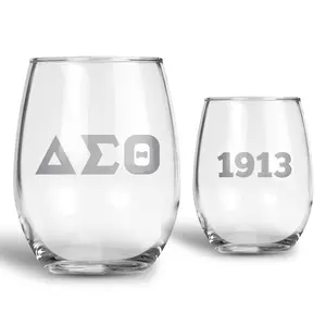 BBGreek Delta Sigma Theta - 21 oz Stemless Glass Set with Precious Metal Silver - Official Vendor